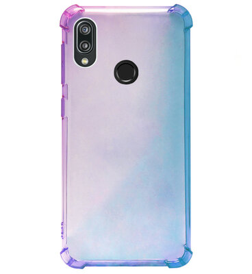 ADEL Siliconen Back Cover Softcase Hoesje voor Huawei P Smart 2019 - Kleurovergang Blauw Paars