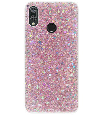 ADEL Premium Siliconen Back Cover Softcase Hoesje voor Huawei P Smart 2019 - Bling Bling Roze