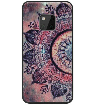 ADEL Siliconen Back Cover Softcase Hoesje voor Huawei Mate 20 Pro - Mandala Bloemen Rood