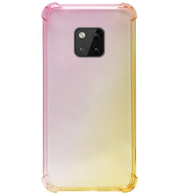 ADEL Siliconen Back Cover Softcase Hoesje voor Huawei Mate 20 Pro - Kleurovergang Roze Geel