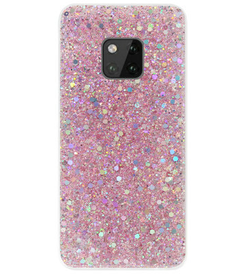 ADEL Premium Siliconen Back Cover Softcase Hoesje voor Huawei Mate 20 Pro - Bling Bling Roze