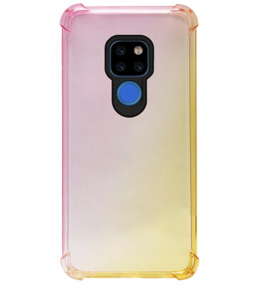 ADEL Siliconen Back Cover Softcase Hoesje voor Huawei Mate 20 - Kleurovergang Roze Geel