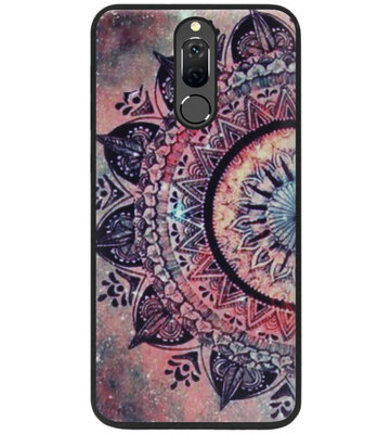 ADEL Siliconen Back Cover Softcase Hoesje voor Huawei Mate 10 Lite - Mandala Bloemen Rood