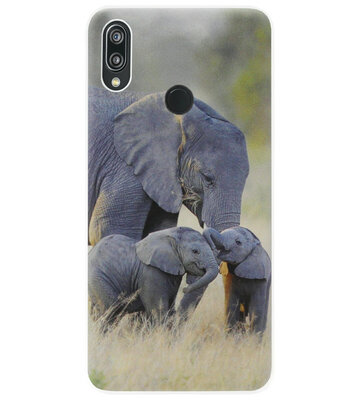 ADEL Siliconen Back Cover Softcase Hoesje voor Huawei Y7 (2019) - Olifant Familie