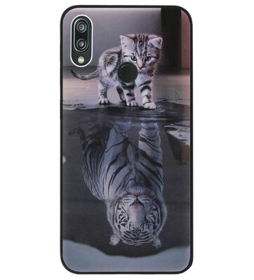 ADEL Siliconen Back Cover Softcase Hoesje voor Huawei Y7 (2019) - Poezen Schaduw Tijger