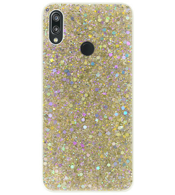 ADEL Premium Siliconen Back Cover Softcase Hoesje voor Huawei Y7 (2019) - Bling Bling Glitter Goud