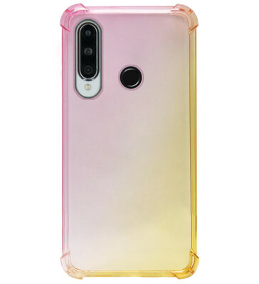 ADEL Siliconen Back Cover Softcase Hoesje voor Huawei Y6p - Kleurovergang Roze Geel