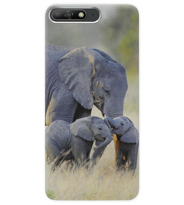 ADEL Siliconen Back Cover Softcase Hoesje voor Huawei Y6 (2018) - Olifant Familie