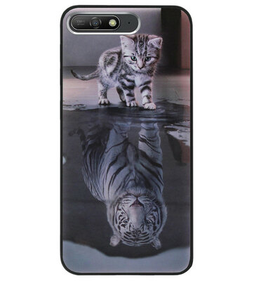 ADEL Siliconen Back Cover Softcase Hoesje voor Huawei Y6 (2018) - Poezen Schaduw Tijger