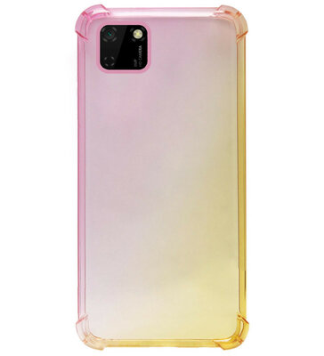 ADEL Siliconen Back Cover Softcase Hoesje voor Huawei Y5p - Kleurovergang Roze Geel