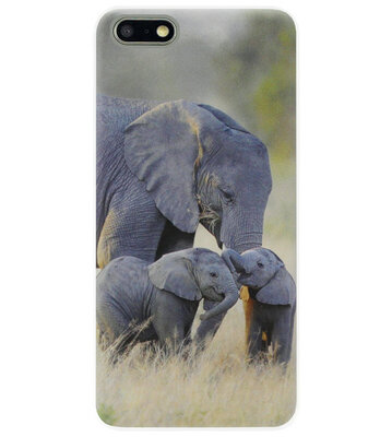 ADEL Siliconen Back Cover Softcase Hoesje voor Huawei Y5 (2018) - Olifant Familie