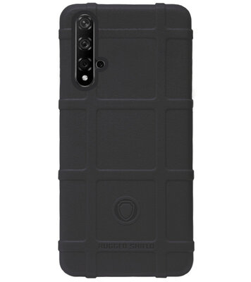RUGGED SHIELD Rubber Bumper Case Hoesje voor Huawei Nova 5T - Zwart