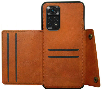ADEL Kunstleren Back Cover Pasjeshouder Hoesje voor Xiaomi Redmi Note 11s/ 11 - Bruin