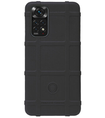 RUGGED SHIELD Rubber Bumper Case Hoesje voor Xiaomi Redmi Note 11s/ 11 - Zwart