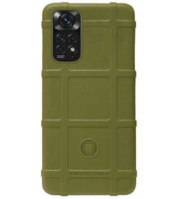 RUGGED SHIELD Rubber Bumper Case Hoesje voor Xiaomi Redmi Note 11s/ 11 - Groen