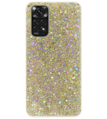 ADEL Premium Siliconen Back Cover Softcase Hoesje voor Xiaomi Redmi Note 11s/ 11 - Bling Bling Glitter Goud