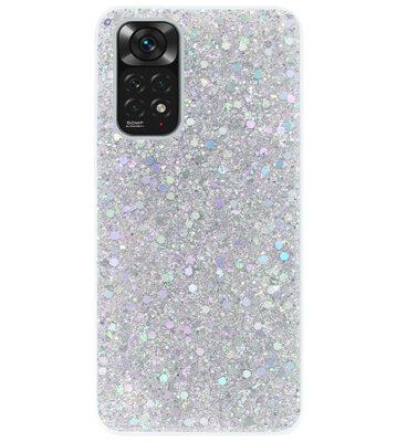 ADEL Premium Siliconen Back Cover Softcase Hoesje voor Xiaomi Redmi Note 11s/ 11 - Bling Bling Glitter Zilver