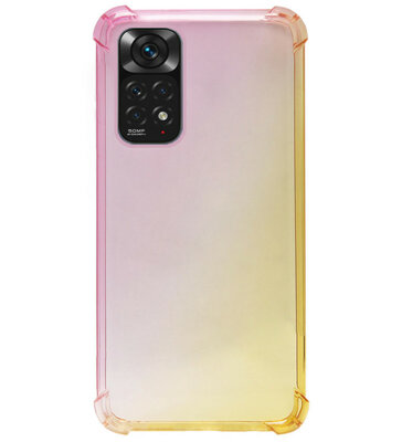 ADEL Siliconen Back Cover Softcase Hoesje voor Xiaomi Redmi Note 11s/ 11 - Kleurovergang Roze Geel
