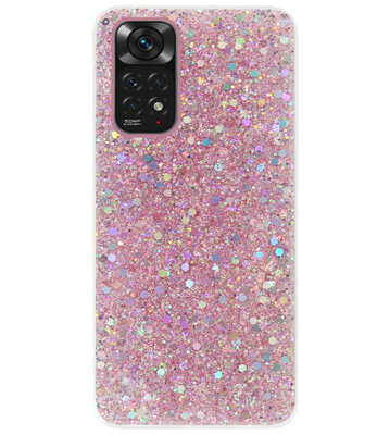 ADEL Premium Siliconen Back Cover Softcase Hoesje voor Xiaomi Redmi Note 11s/ 11 - Bling Bling Roze