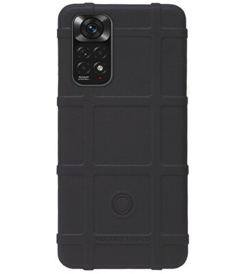 RUGGED SHIELD Rubber Bumper Case Hoesje voor Xiaomi Redmi Note 11 Pro - Zwart