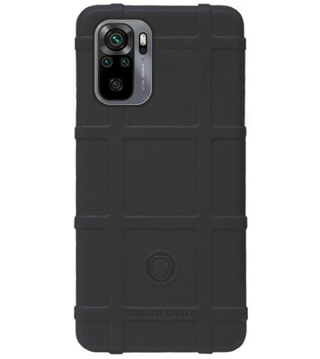 RUGGED SHIELD Rubber Bumper Case Hoesje voor Xiaomi Redmi Note 10 (4G)/ 10s - Zwart