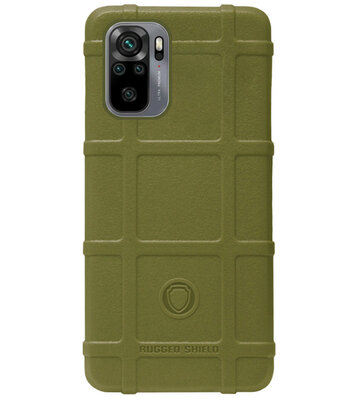 RUGGED SHIELD Rubber Bumper Case Hoesje voor Xiaomi Redmi Note 10 (4G)/ 10s - Groen