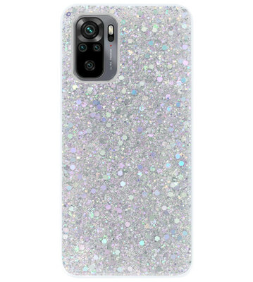 ADEL Premium Siliconen Back Cover Softcase Hoesje voor Xiaomi Redmi Note 10 (4G)/ 10s - Bling Bling Glitter Zilver