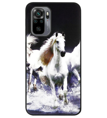 ADEL Siliconen Back Cover Softcase Hoesje voor Xiaomi Redmi Note 10 (4G)/ 10s - Paarden