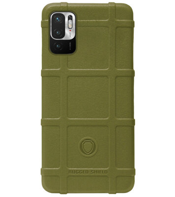 RUGGED SHIELD Rubber Bumper Case Hoesje voor Xiaomi Redmi Note 10 (5G) - Groen