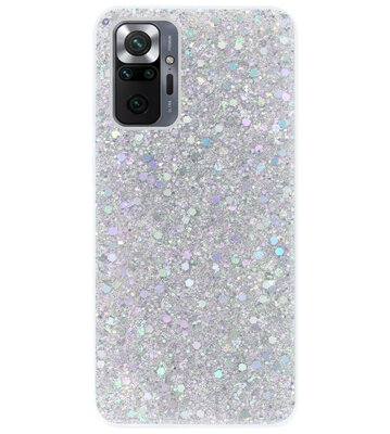 ADEL Premium Siliconen Back Cover Softcase Hoesje voor Xiaomi Redmi Note 10 Pro - Bling Bling Glitter Zilver