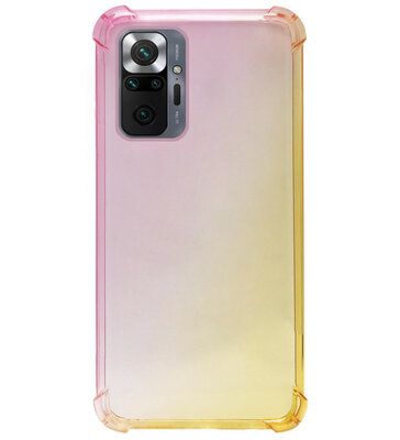 ADEL Siliconen Back Cover Softcase Hoesje voor Xiaomi Redmi Note 10 Pro - Kleurovergang Roze Geel