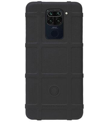 RUGGED SHIELD Rubber Bumper Case Hoesje voor Xiaomi Redmi Note 9 - Zwart