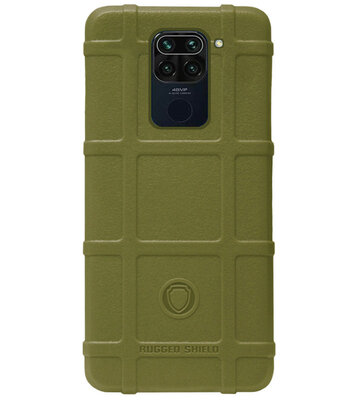 RUGGED SHIELD Rubber Bumper Case Hoesje voor Xiaomi Redmi Note 9 - Groen