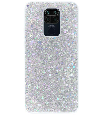 ADEL Premium Siliconen Back Cover Softcase Hoesje voor Xiaomi Redmi Note 9 - Bling Bling Glitter Zilver