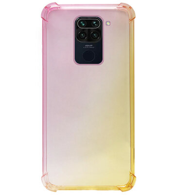 ADEL Siliconen Back Cover Softcase Hoesje voor Xiaomi Redmi Note 9 - Kleurovergang Roze Geel