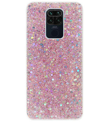 ADEL Premium Siliconen Back Cover Softcase Hoesje voor Xiaomi Redmi Note 9 - Bling Bling Roze