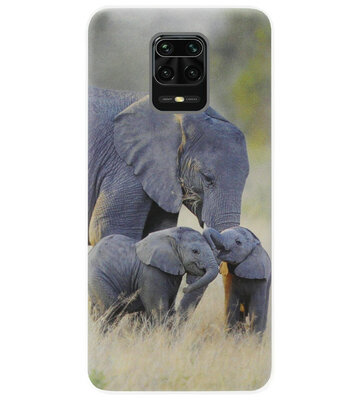 ADEL Siliconen Back Cover Softcase Hoesje voor Xiaomi Redmi Note 9 Pro/ 9S - Olifant Familie