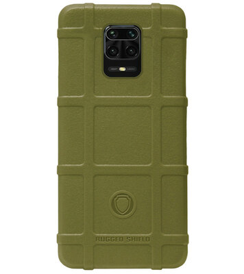 RUGGED SHIELD Rubber Bumper Case Hoesje voor Xiaomi Redmi Note 9 Pro/ 9S - Groen