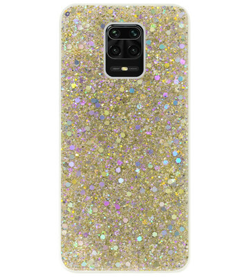 ADEL Premium Siliconen Back Cover Softcase Hoesje voor Xiaomi Redmi Note 9 Pro/ 9S - Bling Bling Glitter Goud