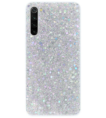 ADEL Premium Siliconen Back Cover Softcase Hoesje voor Xiaomi Redmi Note 8 (2021/ 2019) - Bling Bling Glitter Zilver