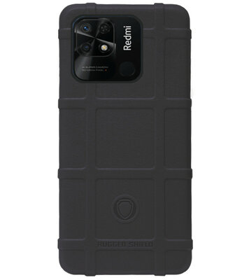 RUGGED SHIELD Rubber Bumper Case Hoesje voor Xiaomi Redmi 10C - Zwart