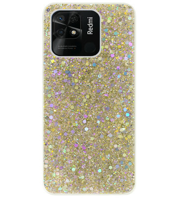 ADEL Premium Siliconen Back Cover Softcase Hoesje voor Xiaomi Redmi 10C - Bling Bling Glitter Goud