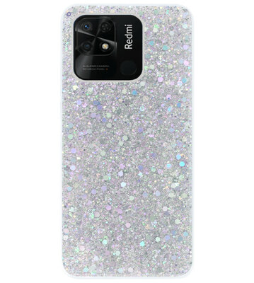 ADEL Premium Siliconen Back Cover Softcase Hoesje voor Xiaomi Redmi 10C - Bling Bling Glitter Zilver