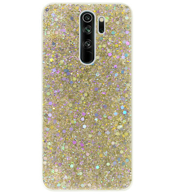 ADEL Premium Siliconen Back Cover Softcase Hoesje voor Xiaomi Redmi Note 8 Pro - Bling Bling Glitter Goud