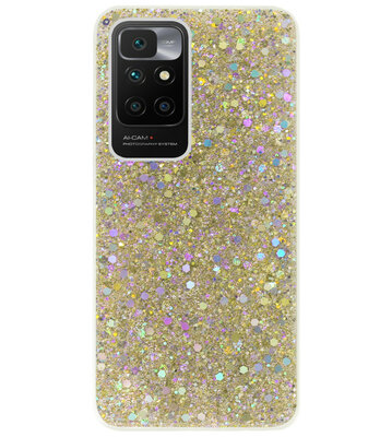 ADEL Premium Siliconen Back Cover Softcase Hoesje voor Xiaomi Redmi 10 - Bling Bling Glitter Goud