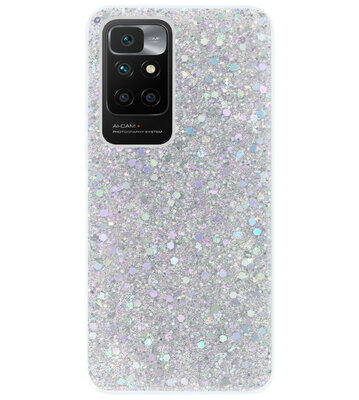 ADEL Premium Siliconen Back Cover Softcase Hoesje voor Xiaomi Redmi 10 - Bling Bling Glitter Zilver