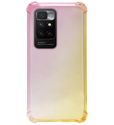 ADEL Siliconen Back Cover Softcase Hoesje voor Xiaomi Redmi 10 - Kleurovergang Roze Geel