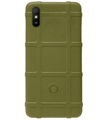 RUGGED SHIELD Rubber Bumper Case Hoesje voor Xiaomi Redmi 9A - Groen