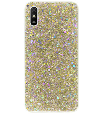 ADEL Premium Siliconen Back Cover Softcase Hoesje voor Xiaomi Redmi 9A - Bling Bling Glitter Goud