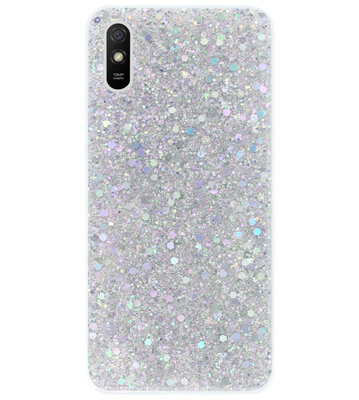 ADEL Premium Siliconen Back Cover Softcase Hoesje voor Xiaomi Redmi 9A - Bling Bling Glitter Zilver